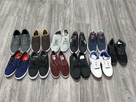 11 BRAND NEW PAIRS OF ETNIES & EMERICA SKATE SHOES (APPROX SIZE MENS 9-9.5)
