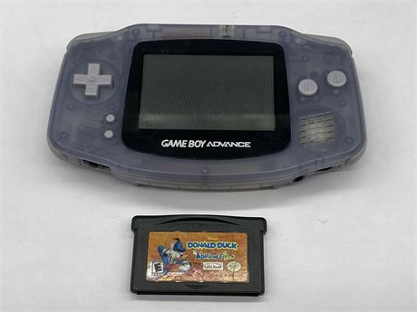 WORKING GAMEBOY ADVANCE W/GAME DONALD DUCK ADVANCE - MISSING BATTERY COVER