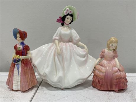3 ROYAL DOULTON FIGURINES (7.5” TALLEST)