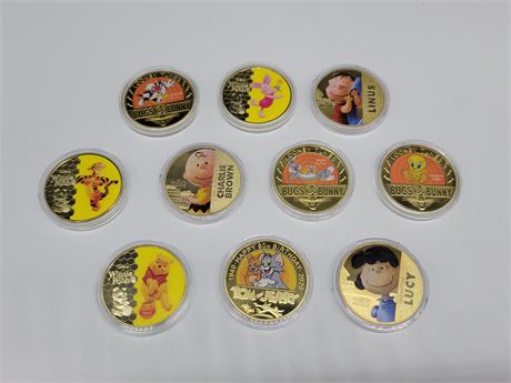 10 GOLD PLATED SPORTS COINS