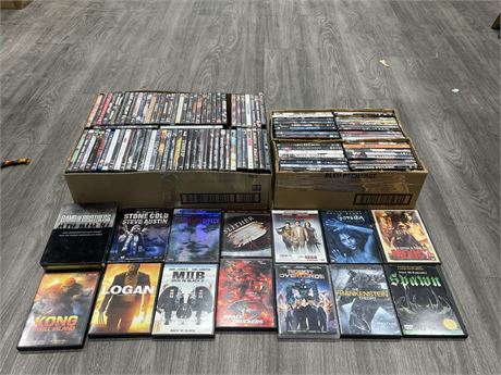 2 BOXES OF MISC DVDS - MOST GOOD CONDITION SOME MAY NEED RESURFACING