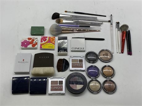 MOSTLY NEW MAKEUP - MAC, CLINIQUE, & SMASHBOX W/BRUSHES