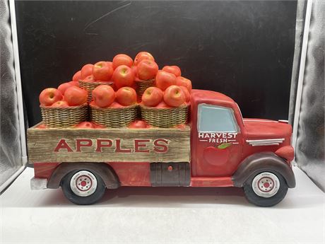 HAND PAINTED FRESH APPLE TRUCK STATUE 25” LONG
