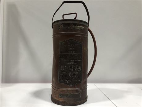 VINTAGE LA FRANCE FIRE EXTINGUISHER TWO FT TALL