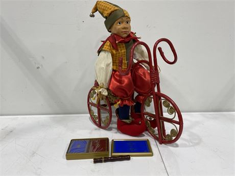 JESTER / TRYKE DECORATION (14” tall) & ROYAL DECK OF CARDS