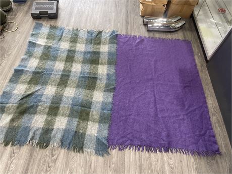 2 MOHAIR BLANKETS LARGEST 49”x69”