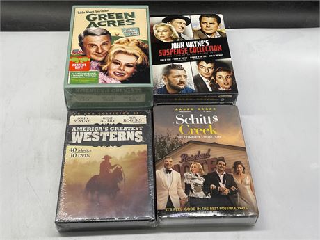 SEALED COMPLETE BOXED SET GREEN ACRES, SCHITT’S CREEK & AMERICAS WESTERNS 10 DVD