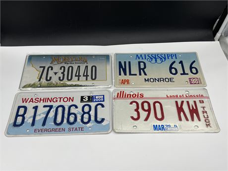 4 UNITED STATES LICENCE PLATES