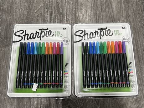 2 NEW PACKS OF 12 OF COLOURED SHARPIES