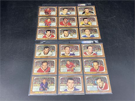 (18) 1966/67 NHL CARDS (Some have tape residue)