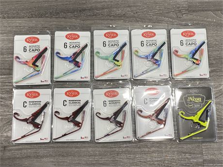 10 NEW IN BOX KYSER GUITAR CAPOS