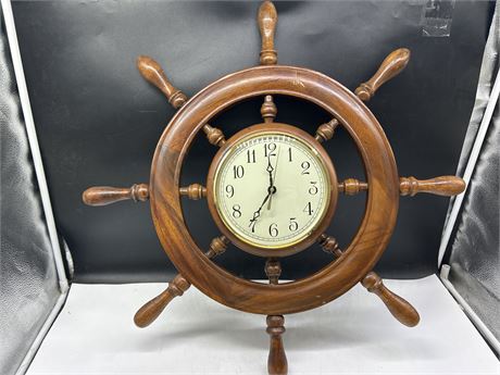 MADE IN GERMANY SHIPS WHEEL CLOCK - 2FT