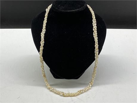 14K VICTORIAN BEADED GOLD NATURAL PEARL NECKLACE (24”)