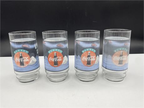 SET OF 4 COCA-COLA POLAR BEAR GLASSES - 1993 AD CAMPAIGN