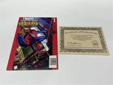 SIGNED ULTIMATE SPIDER-MAN #1 W/COA - BY MARK BAGLEY