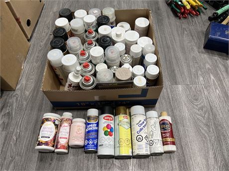 LARGE LOT OF CRAFT SUPPLIES - SPRAY PAINT, ADHESIVE & ECT