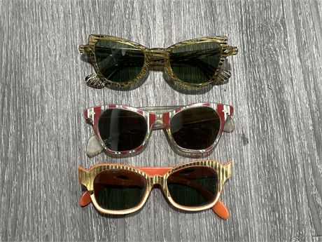 3 PAIR OF 1950’s CATS EYE GLASSES