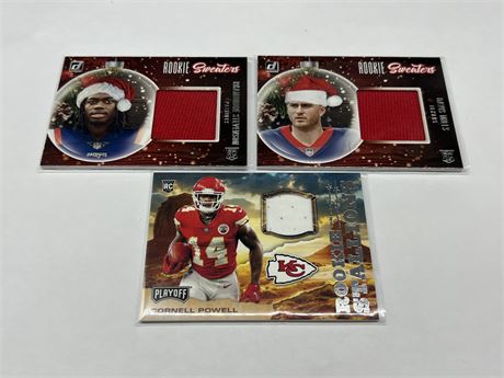 3 NFL ROOKIE JERSEY CARDS