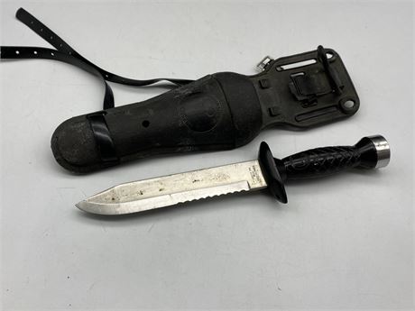 AQUA LUNG US DIVERS KNIFE W/ SHEATH / STRAP (7” blade)