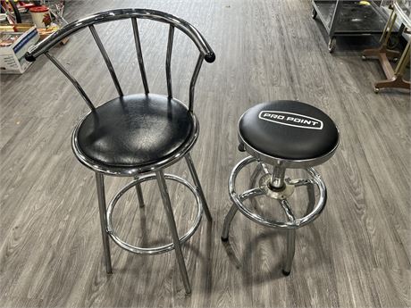 PRO POINT ADJUSTABLE SHOP STOOL & CHAIR - CHAIR IS 39” TALL
