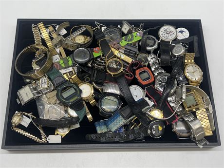 TRAY OF MISC WATCHES - AS IS