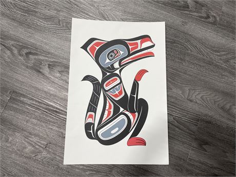 VINTAGE 1970’S EARLY HAIDA INDIGENOUS LITHOGRAPH 15”x21”