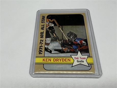 1971/72 KEN DRYDEN NHL ALL STAR 2ND TEAM GOALIE CARD