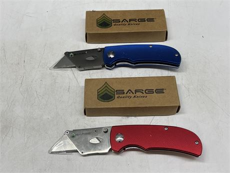 2 NEW SARGE FOLDING BOX CUTTERS (6.5” )