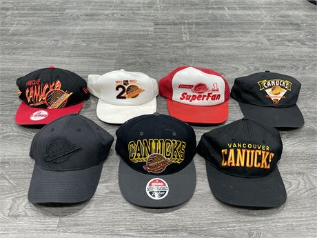 LOT OF 7 VANCOUVER CANUCKS HATS