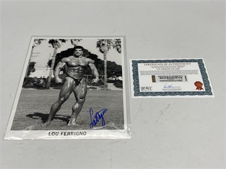 LOU FERRIGNO (The Hulk) SIGNED PHOTO W/COA (8”x10”)