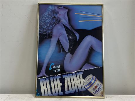 NOS BLUE ZONE LABATTS BLUE FRAMED PICTURE (18”X24”)