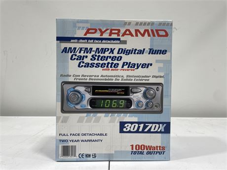 NEW PYRAMID AM/FM - MPX CASSETTE PLAYER W/ FULLY DETACHABLE FACE 3017DX