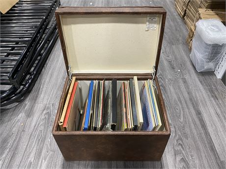 RECORD STORAGE BIN W/CLASSICAL RECORDS - MOST IN EXCELLENT COND.