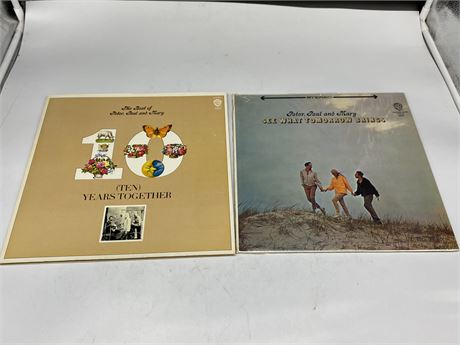 2 PETER, PAUL & MARY RECORDS - NEAR MINT (NM)