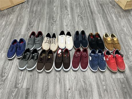 13 BRAND NEW PAIRS OF ETNIES & EMERICA SHOES (APPROX SIZE MENS 9-9.5)