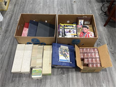 LOT OF MISC SPORTS CARDS, COLLECTOR CARDS & HOCKEY MAGAZINES