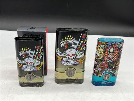 3 ED HARDY COLOGNES - 1 NEW