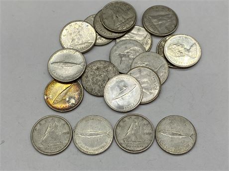 19 CANADIAN SILVER DIMES
