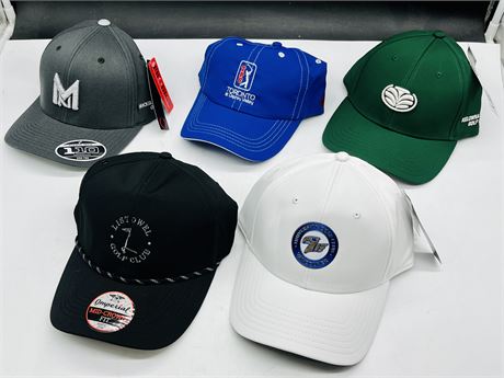 5 NEW WITH TAGS ASSORTED GOLF HATS
