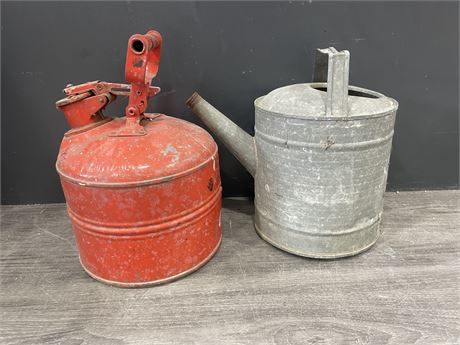 ANTIQUE GAS CAN & WATERING CAN