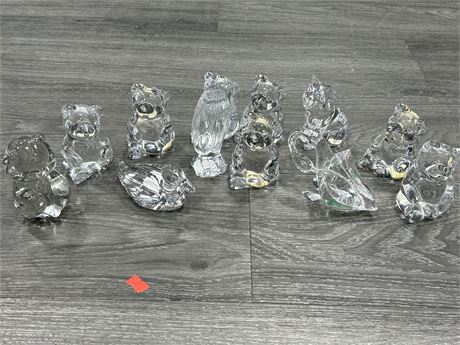 LOT OF 12 CRYSTAL ANIMALS - 5”