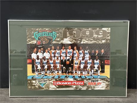 1999 VANCOUVER GRIZZLIES FRAMED PROMO POSTER - SIGNED FELIPE LOPEZ (34.5”X22”)