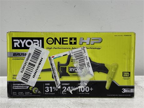 BEW RYOBI ONE+ HP 18V COMPACT BRUSHLESS ONE HANDED RECIP SAW