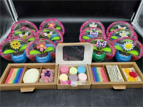 12 FLIP FLOP BUBBLE FLOWERS / 3 BOXES OF HAND MADE SOAP