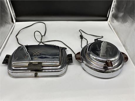 2 VINTAGE ELECTRIC WAFFLE MAKERS - UNTESTED