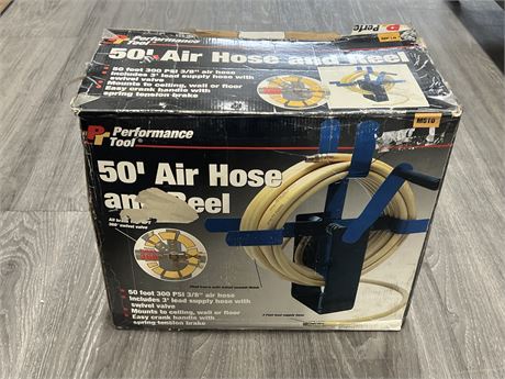 NEW OPEN BOX 50FT AIR HOSE & REEL