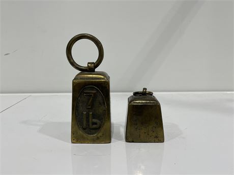 TWO ANTIQUE BRASS SCALE WEIGHTS