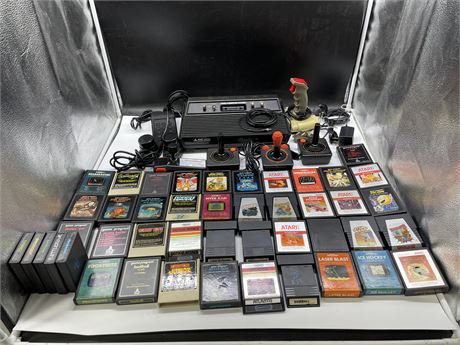 ATARI 2600 SYSTEM WITH LOTS OF CONTROLLERS & 45 GAMES