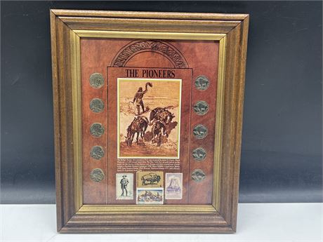 FRAMED VINTAGE THE PIONEERS BUFFALO NICKLE COLLECTION