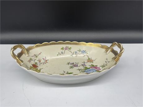 EARLY NIPPON GOLD GUILT CANDY DISH - 9”x6”x2”